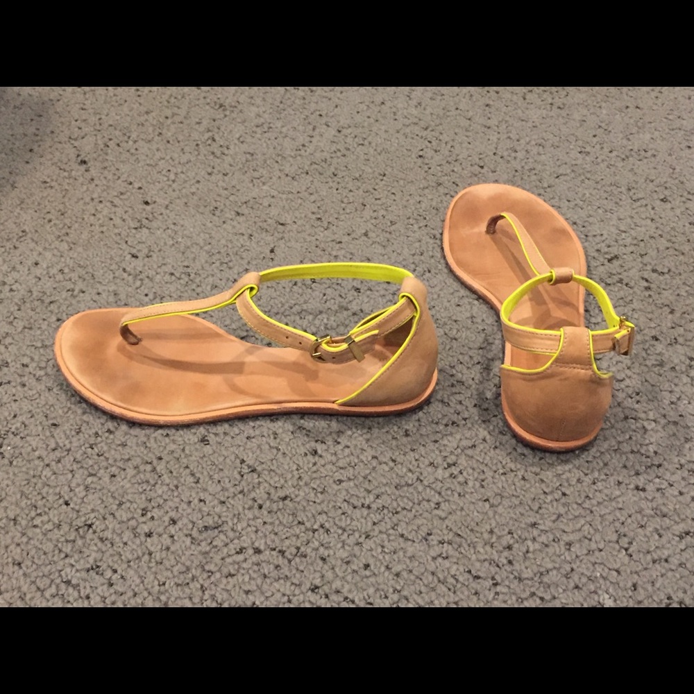 Aerin leather t-strap sandals.